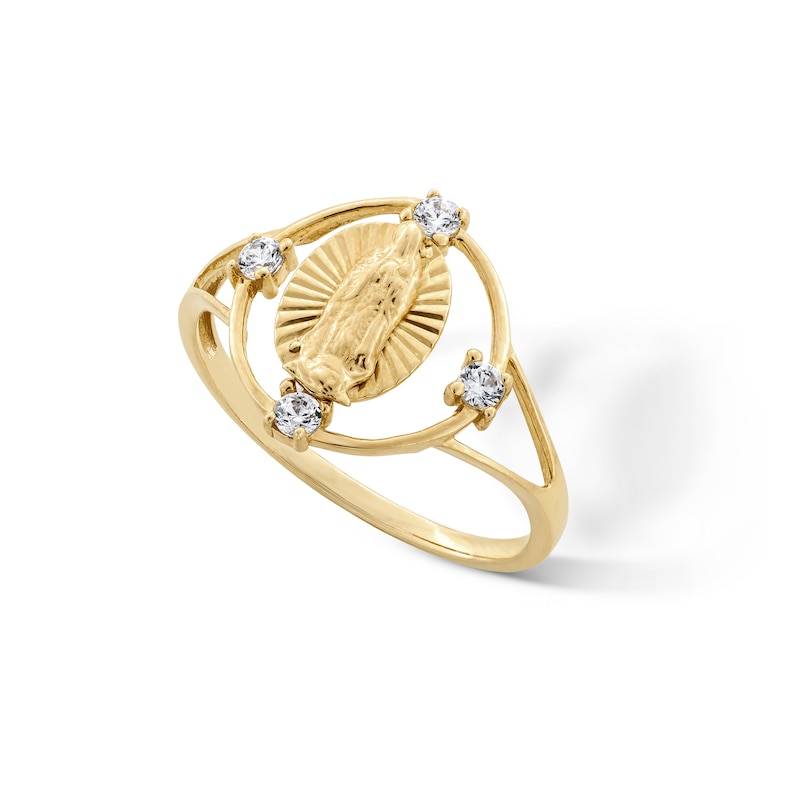 Main Image 2 of 10K Gold CZ Our Lady of Guadalupe Medallion Ring - Size 7