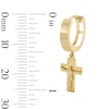 Thumbnail Image 2 of 10K Gold Crucifix Dangle Huggie Hoops