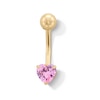 Thumbnail Image 1 of 10K Gold Pink CZ Heart Belly Button Ring - 14G 3/8&quot;