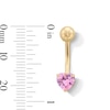 Thumbnail Image 2 of 10K Gold Pink CZ Heart Belly Button Ring - 14G 3/8&quot;