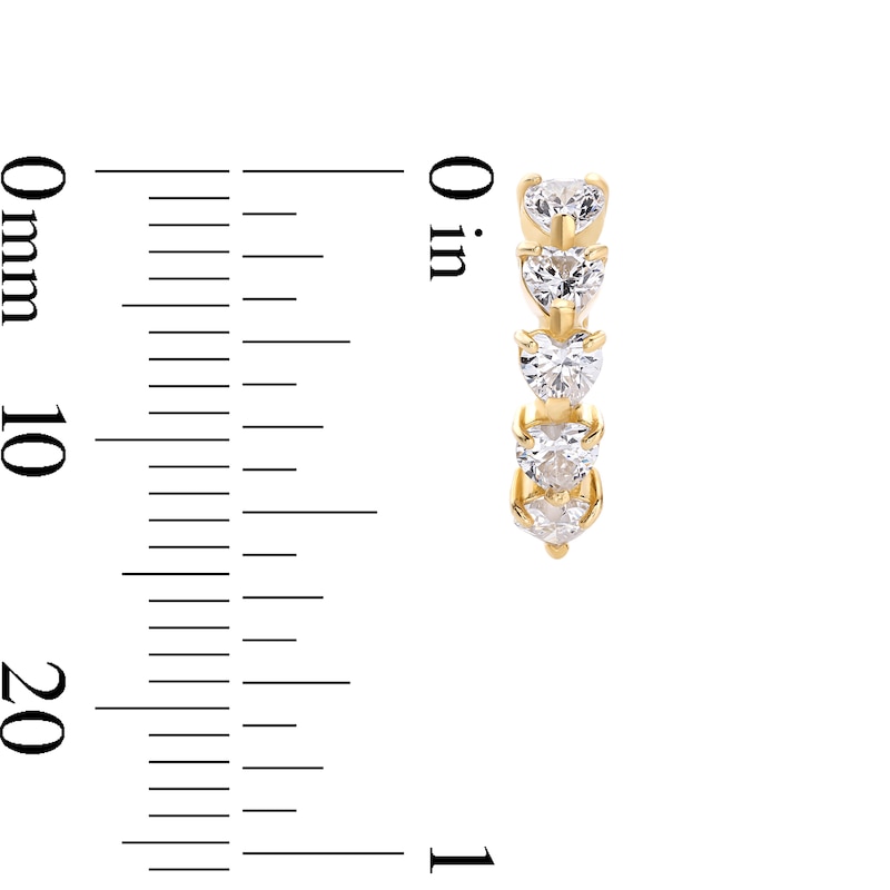 Main Image 2 of 10K Gold CZ Heart Huggie Hoops