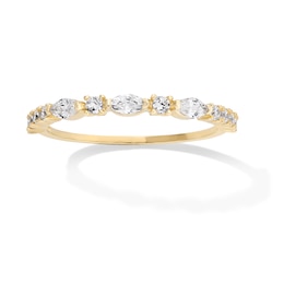 10K Gold CZ Round and Marquise Ring Band - Size 7