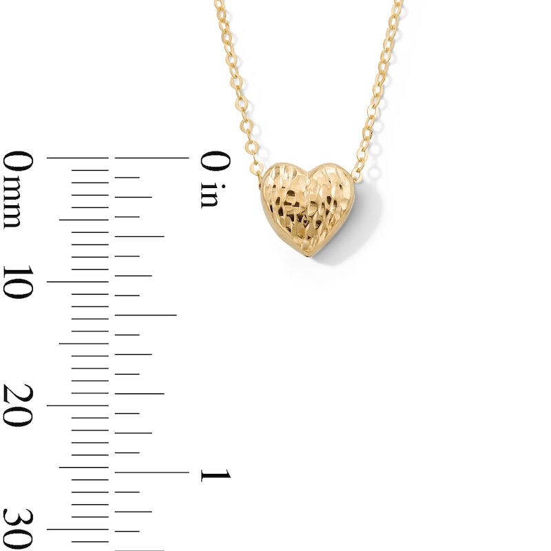 Main Image 2 of 10K Gold Diamond-Cut Textured Heart Pendant - 18&quot;