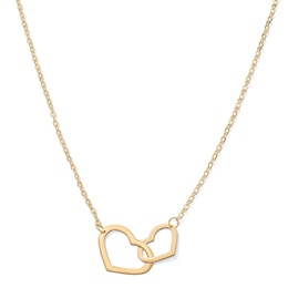 10K Gold Double Heart Pendant Made in Italy - 18&quot;