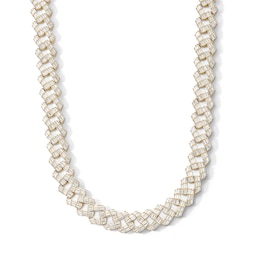 14K Gold Plated CZ Baguette Curb Chain Necklace - 20&quot;