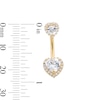 Thumbnail Image 2 of 10K Gold CZ Double Heart Halo Belly Ring - 14G 9/16&quot;