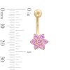 Thumbnail Image 2 of 10K Gold Pink CZ Flower Belly Ring - 14G 9/16&quot;