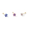 Thumbnail Image 1 of 14K Gold Crystal Multi-Color Flower Nose Stud Set - 22G