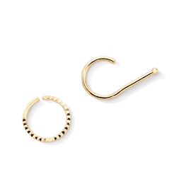 14K Gold Beaded and Twist Hoop Set - 20G 5/16&quot;