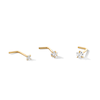 Thumbnail Image 1 of 14K Gold CZ Multi-Shape Nose Stud Set - 20G