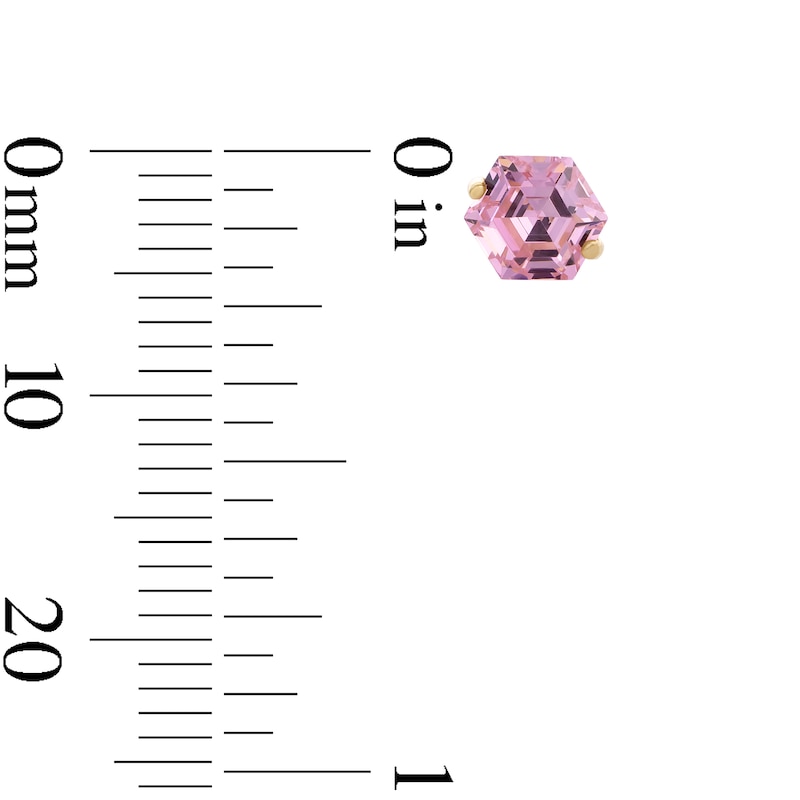 Main Image 2 of 10K Gold CZ Pink Hexagon Studs