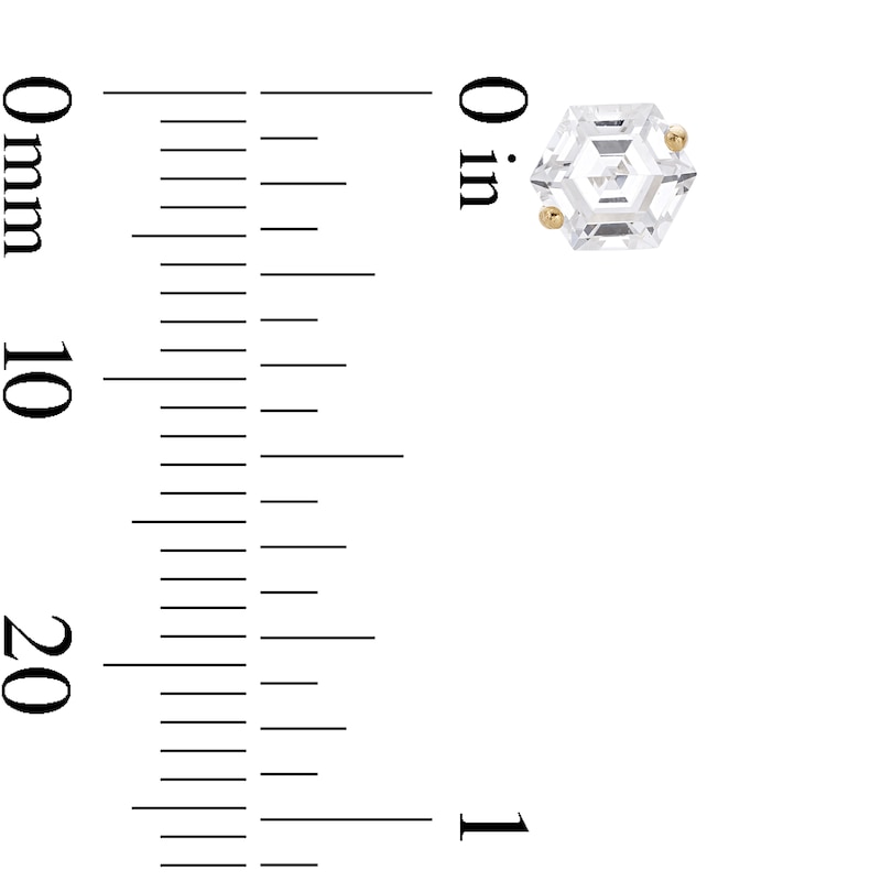 Main Image 2 of 10K Gold CZ Hexagon Studs