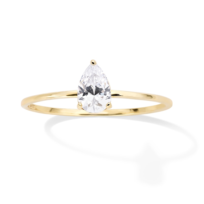 Main Image 1 of 10K Gold CZ Tapered Pear Ring - Size 6.5