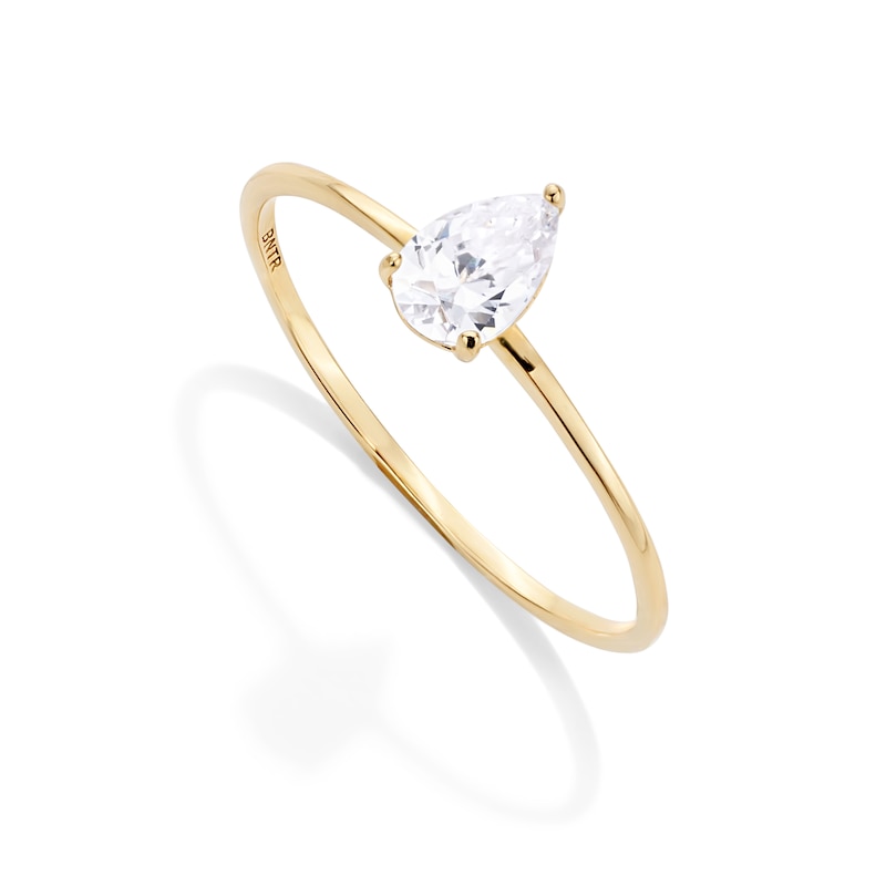 Main Image 2 of 10K Gold CZ Tapered Pear Ring - Size 6.5