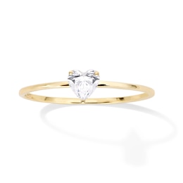 10K Gold CZ Tapered Heart Ring - Size 5