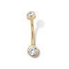 Thumbnail Image 1 of 14K Gold CZ Double Bezel Belly Button Ring - 14G 7/16&quot;