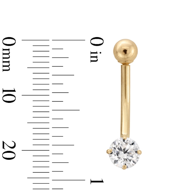 Main Image 2 of 14K Semi-Solid Gold CZ Belly Ring - 14G 7/16&quot;