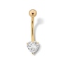 Thumbnail Image 1 of 14K Gold CZ Heart Belly Button Ring - 14G 7/16&quot;