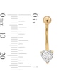 Thumbnail Image 2 of 14K Gold CZ Heart Belly Button Ring - 14G 7/16&quot;