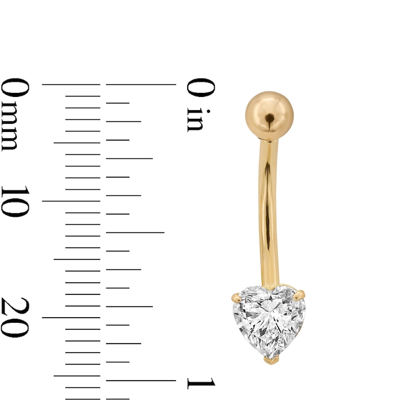 Main Image 2 of 14K Gold CZ Heart Belly Button Ring - 14G 7/16&quot;