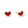 Thumbnail Image 1 of 10K Gold Red Enamel Heart Studs