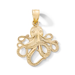 10K Gold Octopus Necklace Charm