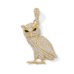 10K Gold CZ Owl Necklace Charm