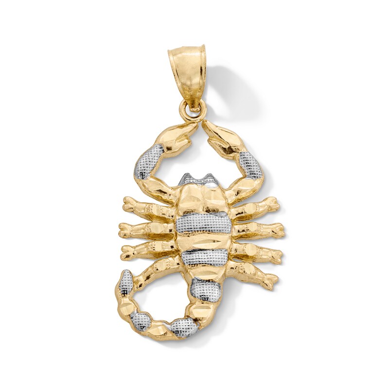 Main Image 1 of 10K Gold Diamond-Cut Scorpion Two-Tone Necklace Charm