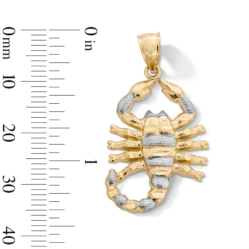 Main Image 2 of 10K Gold Diamond-Cut Scorpion Two-Tone Necklace Charm