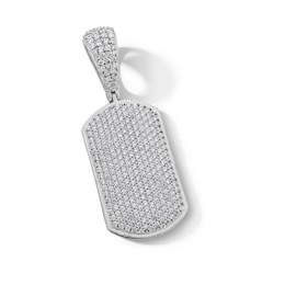 Sterling Silver CZ Dog Tag Necklace Charm