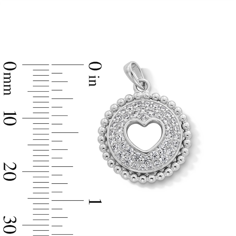 Main Image 2 of Sterling Silver CZ Heart Cutout Medallion Necklace Charm