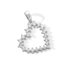 Sterling Silver CZ Outlined Heart Necklace Charm