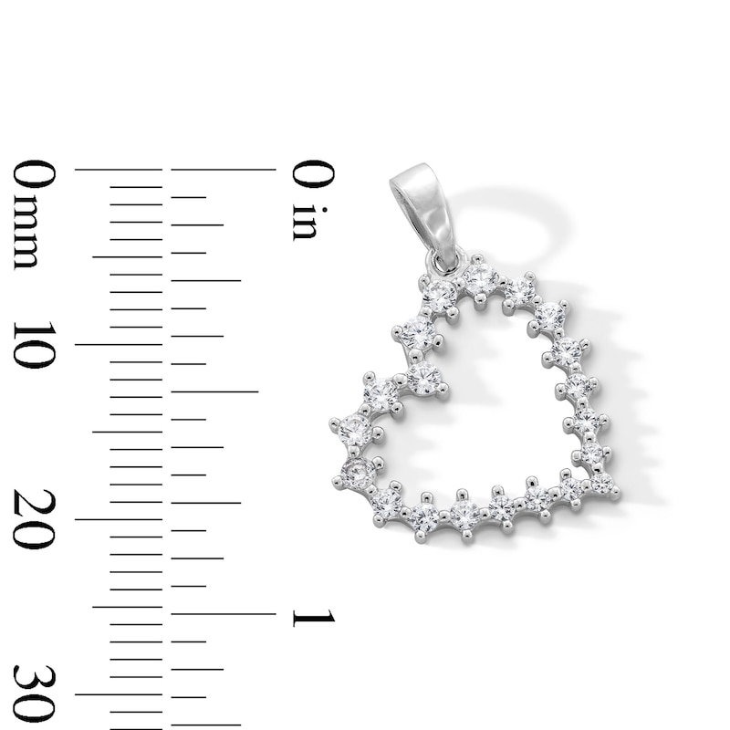 Main Image 2 of Sterling Silver CZ Outlined Heart Necklace Charm