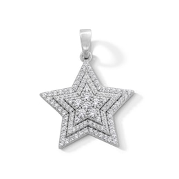 Sterling Silver CZ Layered Star Necklace Charm