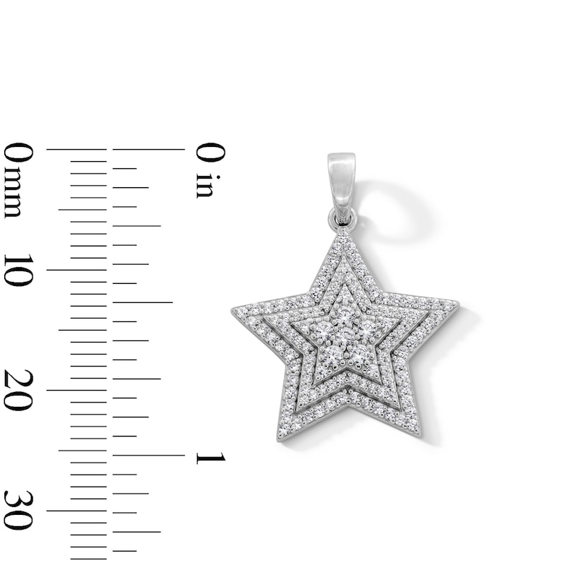 Main Image 2 of Sterling Silver CZ Layered Star Necklace Charm