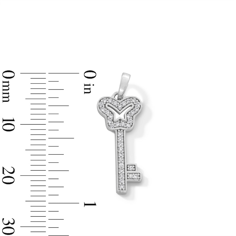 Main Image 2 of Sterling Silver CZ Butterfly Key Necklace Charm