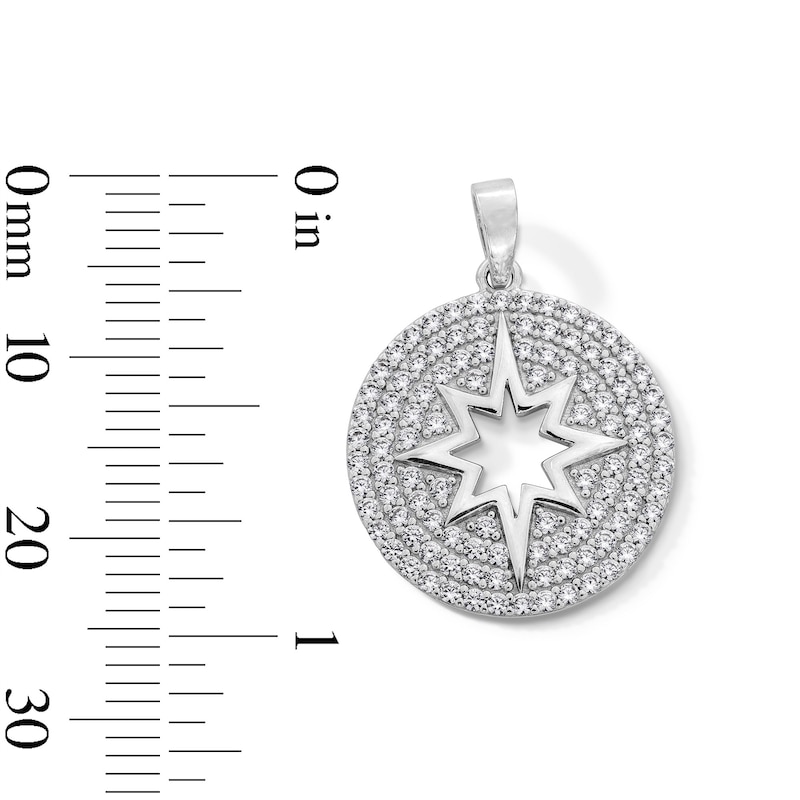 Main Image 2 of Sterling Silver CZ North Star Medallion Necklace Charm