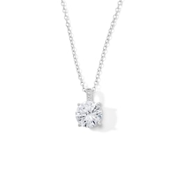 Sterling Silver CZ Round Stone Pendant - 16&quot; + 2&quot;