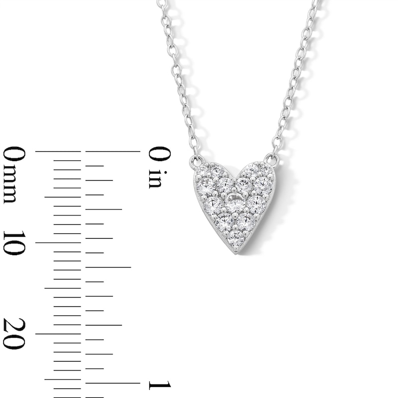 Main Image 3 of Sterling Silver CZ Cluster Heart Pendant - 16&quot; + 2&quot;