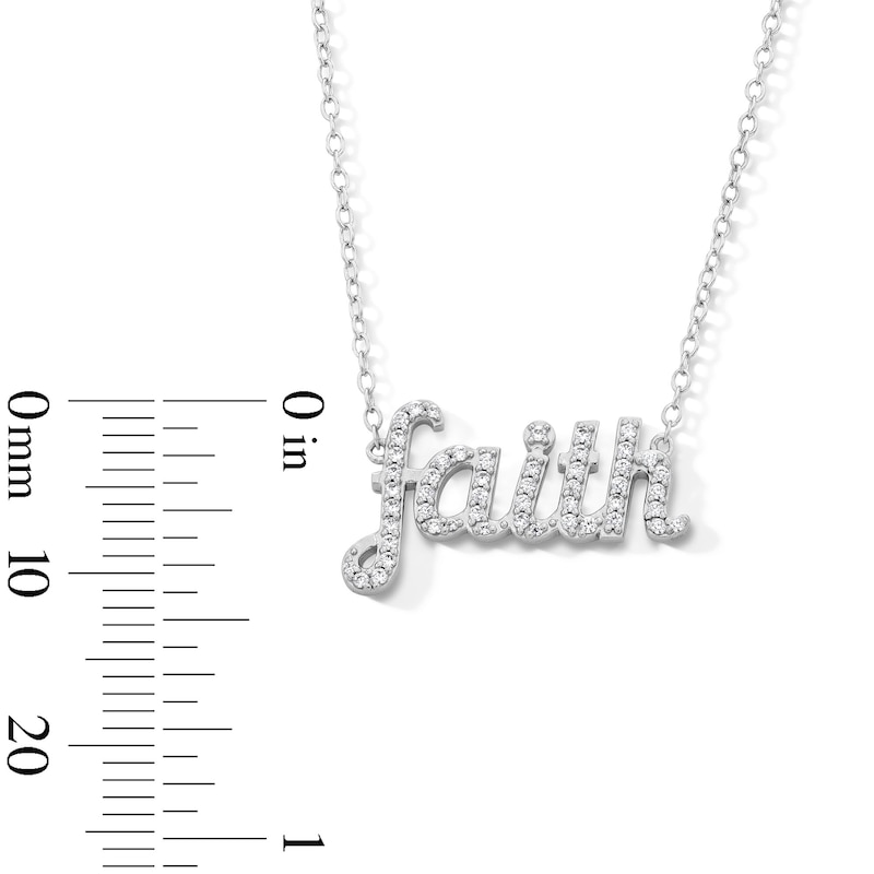 Main Image 3 of Sterling Silver CZ Faith Pendant - 16&quot; + 2&quot;