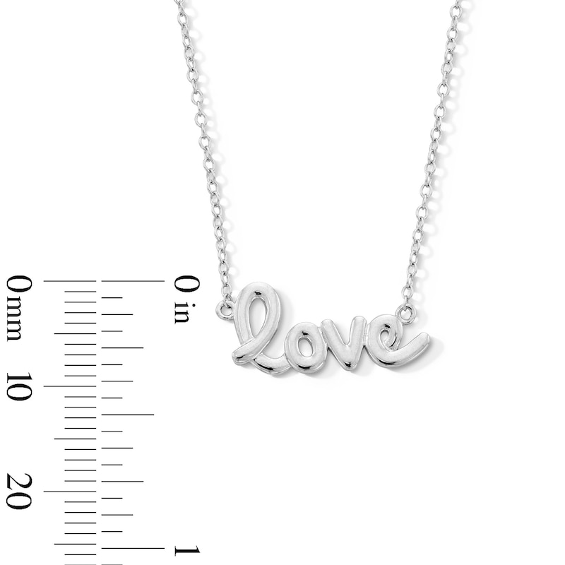 Main Image 3 of Sterling Silver Love Pendant - 16&quot; + 2 in.