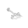 Thumbnail Image 1 of 14K White Gold CZ Round and Baguette Cartilage Barbell - 18G 5/16&quot;