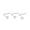 Thumbnail Image 1 of 14K White Gold CZ Nose Stud Set - 24G 3/16&quot;