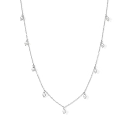 Sterling Silver Simulated Pearl Dangle Necklace - 15.5&quot;