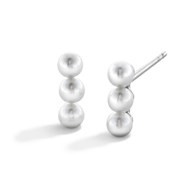 Main Image 1 of Sterling Silver Faux Pearl Bar Drop Studs