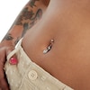 Thumbnail Image 3 of 10K Solid White Gold CZ Teardrop Dangle Belly Button Ring - 14G 3/8&quot;