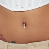 Thumbnail Image 4 of 10K Solid White Gold CZ Teardrop Dangle Belly Button Ring - 14G 3/8&quot;