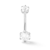 Thumbnail Image 1 of 10K White Gold CZ Two-Stone Belly Button Ring - 14G 7/16&quot;