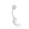 Thumbnail Image 2 of 10K White Gold CZ Two-Stone Belly Button Ring - 14G 7/16&quot;