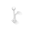 Thumbnail Image 1 of 10K Semi-Solid White Gold CZ Solitaire Short Curve Belly Button Ring - 14G 3/8&quot;